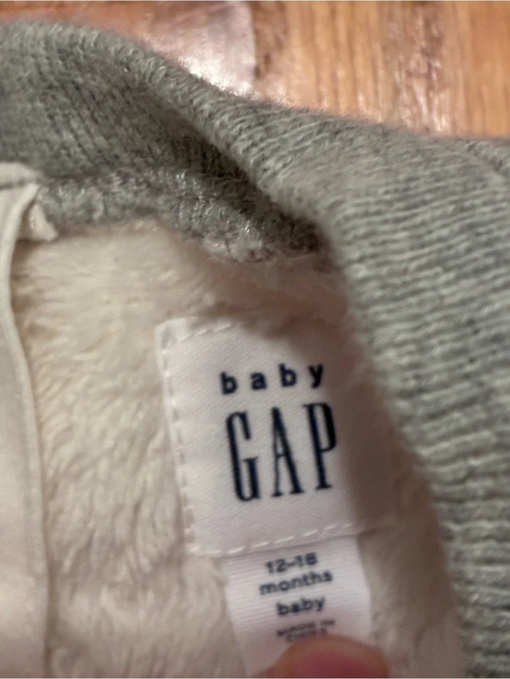 GAP Baby Sherpa Bear Sweatshirt Dress Ivory and Gray 12-18 mos